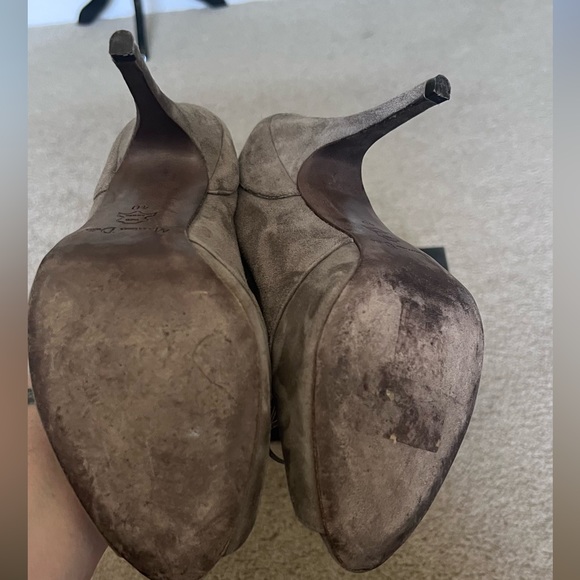 Massimo Dutti grey suede, lace up, peep-toe heels - Picture 6 of 8